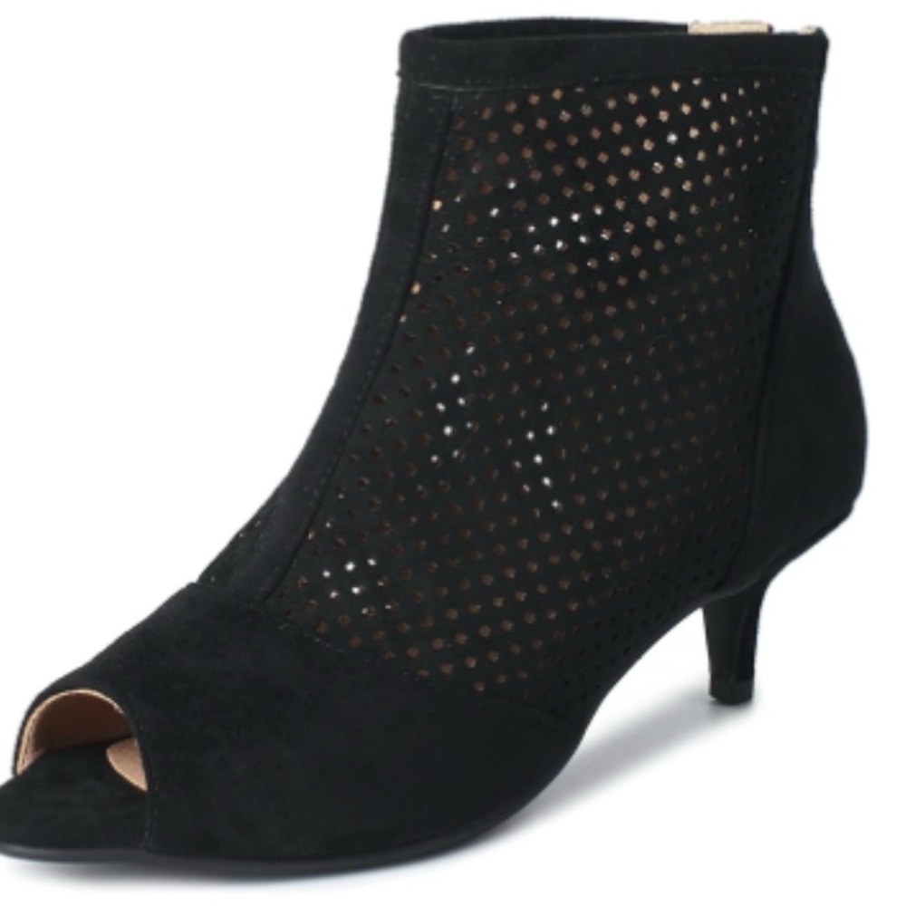 INC International Concepts Black Peep-Toe Heeled Boots  NWOT